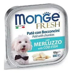 Monge Fresh paštetas šunims su menkės gabalėliais 100g parduotuvėje petreon.lt