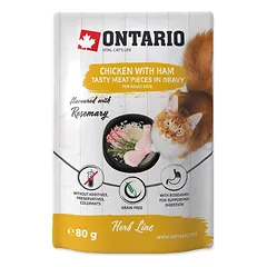 Ontario Herb Chicken With Ham, Rice And Rosemary konservai suaugusioms katėms, 80 g