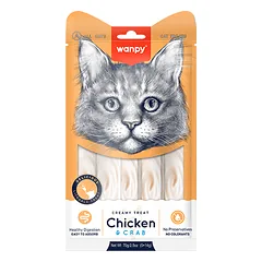 Wanpy Creamy treats skanėstas katėms, su vištiena ir krabais, 70 g (5x14g)