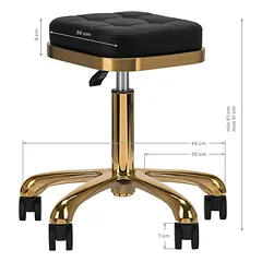 Activ - 1645 Gold Black - auksinė kirpimo kėdė, kvadratinė, su dygsniuota sėdyne, juoda — 2 nuotrauka