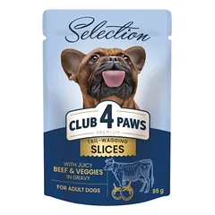 CLUB 4 PAWS PremiumPlus Visavertis konservuotas ėdalas suaugusiems mažų veislių šunims su jautiena ir daržovėmis, 85 g