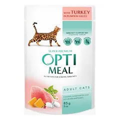 OPTIMEAL Turkey in Pumpkin sauce – konservai katėms be grūdų su kalakutiena, moliūgų padaže, 85g