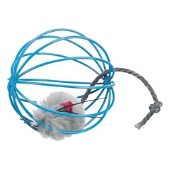 Trixie Plush Mice In A Wire Ball žaislas katėms su pliušine pele ir varpeliu, 6 cm, 1 vnt. — 2 nuotrauka