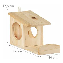 Pakabinama voverių lesyklėlė su stogeliu 17,5x14x25cm., šviesiai rudos spalvos — 4 nuotrauka