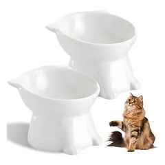 2-teiliges Set erhöhter Futternäpfe, schräger Katzennapf