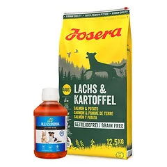 JOSERA Lachs & Kartoffel -Grain Free 12,5kg + LAB V Lašišų aliejus šunims ir katėms 250ml