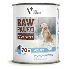 RAW Paleo Adult Monoprotein be grūdų maistas suaugusiems šunims su menke, 800 g