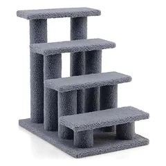 GIANTEX  4-Stöckige Katzentreppe Mit Kratzbaum Und Spielbereich, pilka — 2 nuotrauka