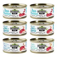 Greenwoods Delight su tunu mišrus bandomasis rinkinys, drėgnas maistas katėms 6 x 70 g, < 79 g — 2 nuotrauka