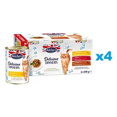 BUTCHER'S Delicious Dinners Cat Meaty selection in Jelly 24x400 g vištienos, jautienos ir žvėrienos drebučių gabalėliai katėms