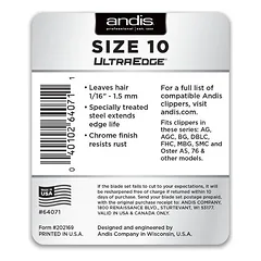 Andis plaukų kirpimo peiliukai UltraEdge Size 10, 1/16" - 1.5 mm — 3 nuotrauka