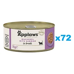 APPLAWS Cat Adult Mackerel with Sardine in Broth skumbrės ir sardinės sultinyje 72x70 g