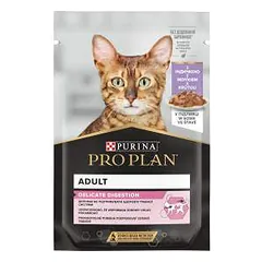 Purina Pro Plan Adult Delicate Digestion Šlapias pašaras jautrią virškinimo sistemą turinčioms suaugusioms katėms su kalakutiena padaže, 85 g