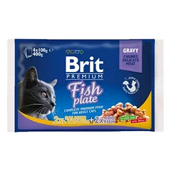 Brit Premium Cat Fish Plate Chunks maišeliai, drėgnas maistas katėms 400 g (4 x 100 g) parduotuvėje mumbo.lt