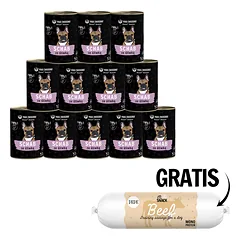 PAKA ZWIERZAKA Seventh Heaven Kiaulienos nugarinė su slyvomis (kiauliena ir slyvos) 12 x 400g + Jautienos dešra šunims 200g NEMOKAMAI