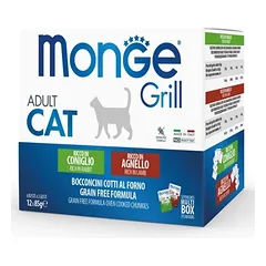 Monge Grill konservuotas pašaras sterilizuotoms katėms mix su aviena/triušiena 85g