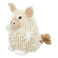 Flamingo Hundespielzeug Flufa Schwein mit Seil beige