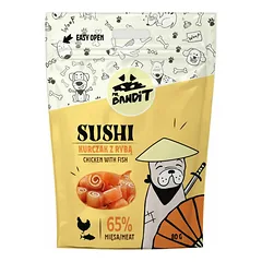 Mr. Bandit Dog Sushi Chicken With Fish papildomas maistas šunims su vištiena ir menke, 80 g