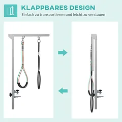 Kirpimo stalo laikiklis šunims, reguliuojamo aukščio, 36x8x74 cm, šunims iki 20 kg, sidabrinis — 4 nuotrauka