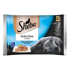 SHEBA Selection in Sauce, žuvies skonių rinkinys padaže 4x 85 g