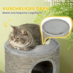 Draskyklė-statinė 70 cm su 3 lygiais ir sizalio danga, katėms iki 5 kg, šviesiai pilka — 5 nuotrauka