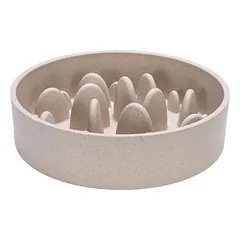 Designed by Lotte Antischling-Napf Pom beige aus Bambus für Katzen