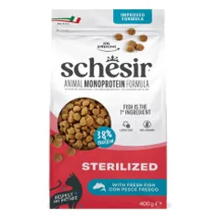 Schesir Monoprotein sausas pašaras su žuvimi sterilizuotoms katėms