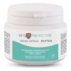 VET PROTECTOR® BURNOS ERDVĖ – DANTŲ APNAŠOS – milteliai šunų ir kačių burnos ertmės higienai, 60 g