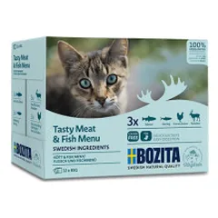 Bozita žuvies ir mėsos gabaliukų padaže konservų rinkinys katėms