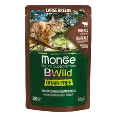 Monge BWild kons. pašaras didėlių veislių katėms su buivolo mėsa ir daržovėmis 85g