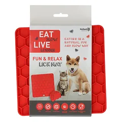 EAT SLOW LIVE LONGER Fun & Relax kilimėlis gyvūno nuraminimui, raudonas — 1 nuotrauka