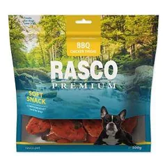 Šunims skirtas skanėstas – Rasco Premium, minkštas užkandis, BBQ vištienos šlaunelės, 500 g