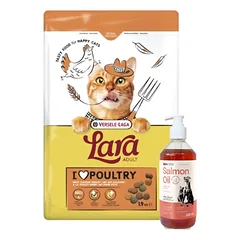 VERSELE-LAGA Lara Adult Turkey & Chicken 1.9kg - suaugusių kačių maistas su vištiena ir kalakutiena + LAB V Lašišų aliejus šunims ir katėms 500ml