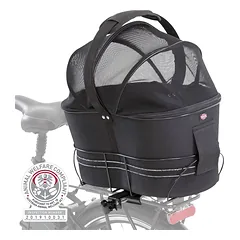 Trixie Bicycle Basket For Wide Bike Racks krepšys šunims vežti, su grotelėmis ir pagalvėle, juodas, 48x29x42 cm, iki 8 kg