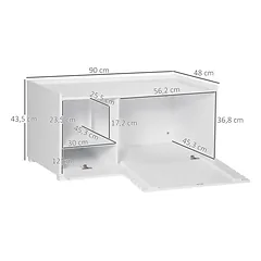Spintelė katės tualetui su 2 lentynomis ir magnetinėmis durelėmis, 90x48x43,5 cm, balta — 3 nuotrauka