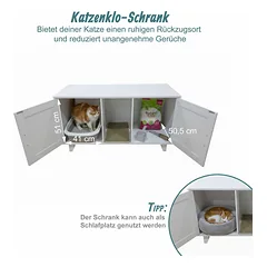 Kačių tualeto spintelė Relaxdays, XXL, 2 skyriai, 120 × 65 × 52 cm — 3 nuotrauka