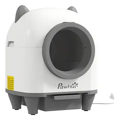Automatinis kačių tualetas su „Tuya“ programėle, 80 l, baltos ir pilkos spalvos, 55,5 × 51 × 60 cm