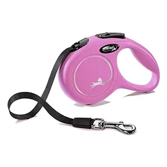 Trixie Flexi New Classic Tape Leash ritininis pavadėlis šunims, XS, rožinis, 3 m, iki 12 kg