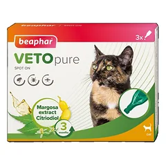 Beaphar Spot on Veto Pure lašai nuo blusų ir erkių katėms nuo 12 savaičių amžiaus, 3 vnt.