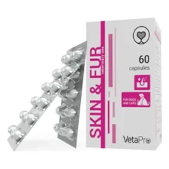 VetaPro Skin&Fur papildas šunims ir katėms, kenčiantiems nuo odos ligų, N60