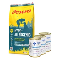 JOSERA Hypoallergenic 12,5kg + ENZO VET Hipoalerginė dieta su triušiena šunims 3x400g