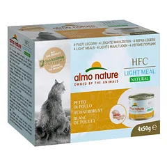 Almo Nature HFC Natural Light Meal Mega Pack vištienos krūtinėlės konservai suaugusiems katėms, 4x50g