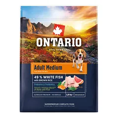 Ontario Dog Adult Medium White Fish with Brown Rice 2,25 kg