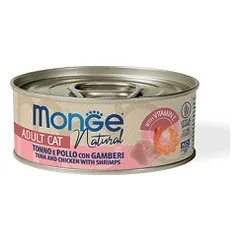 Monge kons.pašaras katėms su tuno, vištienos ir krevečių gabalėliais savo sultyse 80g