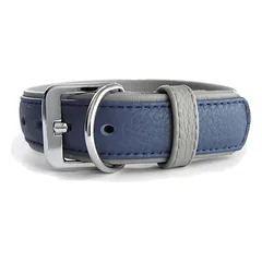 Das Lederband Hundehalsband New York saphire/stone