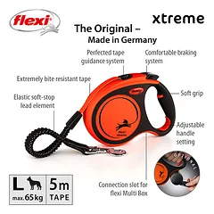 FLEXI pavadėlis šuniui Xtreme L juostinis 5m, oranžinis — 3 nuotrauka