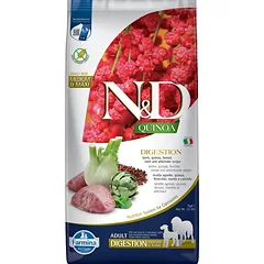 FARMINA N&D Quinoa Dog Adult Medium&Maxi Digestion su ėriena ir pankoliais 7 kg suaugusiems vidutinių ir didelių veislių šunims + FARMINA N&D Quinoa Dental Treat Digestion Medium/Maxi DOVANŲ!