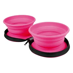 Kiwi Walker Double Travel Bowl - kelioninis dubuo šunims ir katėms, silikoninis, Niebieski / 2x350ml — 3 nuotrauka