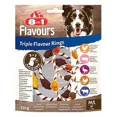 FLAVOURS trigubo skonio skanėsta šuniui M/L, žiedai, 120g