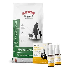 ARION Original Maintenance Adult Large 12kg + Lab-V ADE Complex - vitaminų A, D ir E kompleksas šunims ir katėms